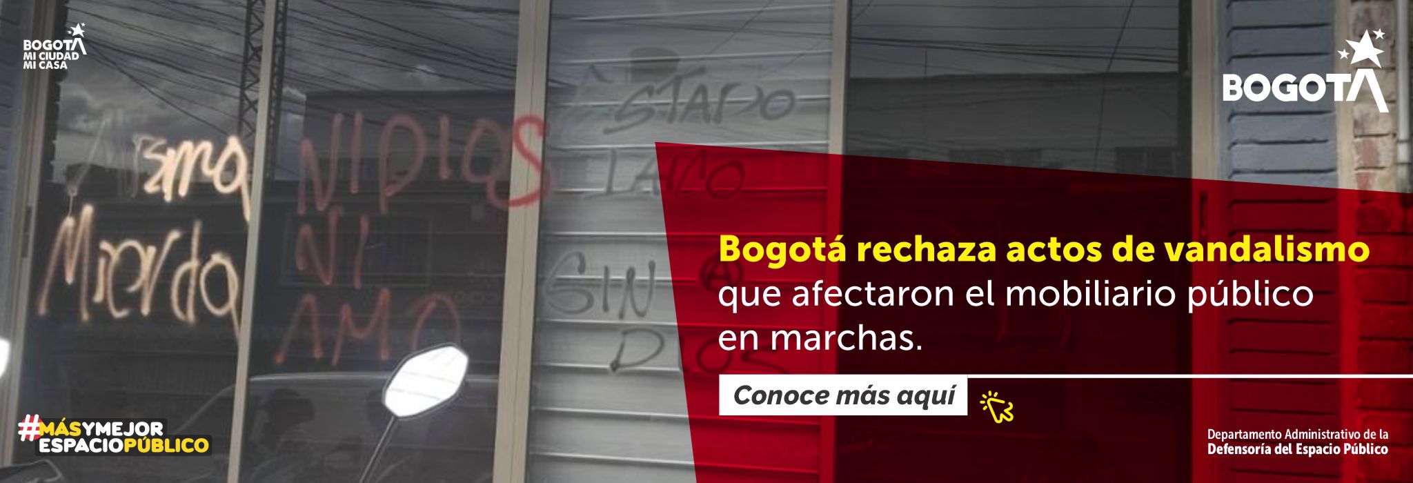 Bogotá rechaza actos de vandalismo que afectaron el mobiliario público en marchas