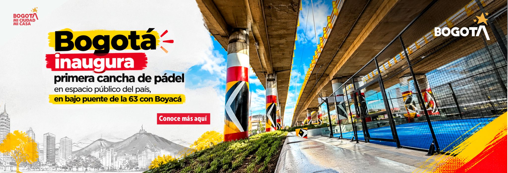 Bogotá inaugura primera cancha de pádel en espacio público del país, en bajo puente de la 63 con Boyacá