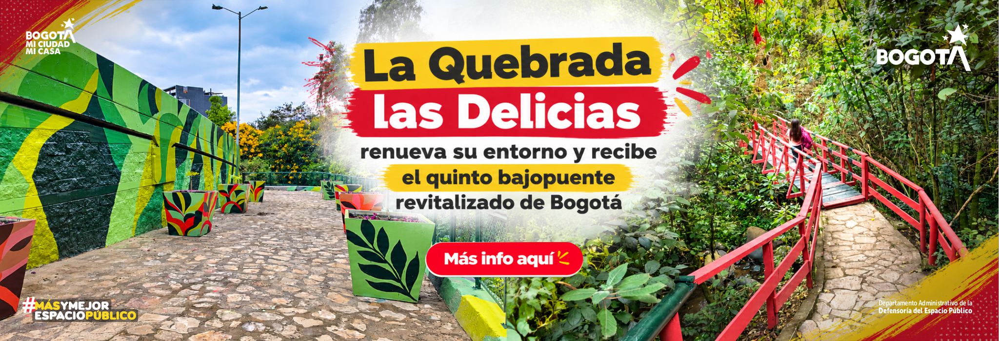 La Quebrada las Delicias renueva su entorno y recibe el quinto bajopuente revitalizado de Bogotá