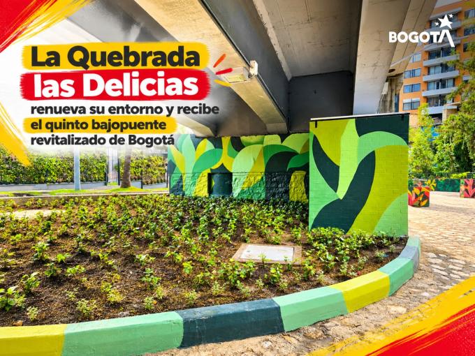 La Quebrada las Delicias renueva su entorno y recibe el quinto bajopuente revitalizado de Bogotá
