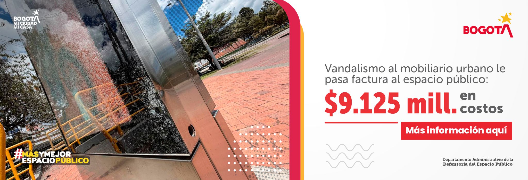 Vandalismo al mobiliario urbano le pasa factura al espacio público: $9.125 millones en costos